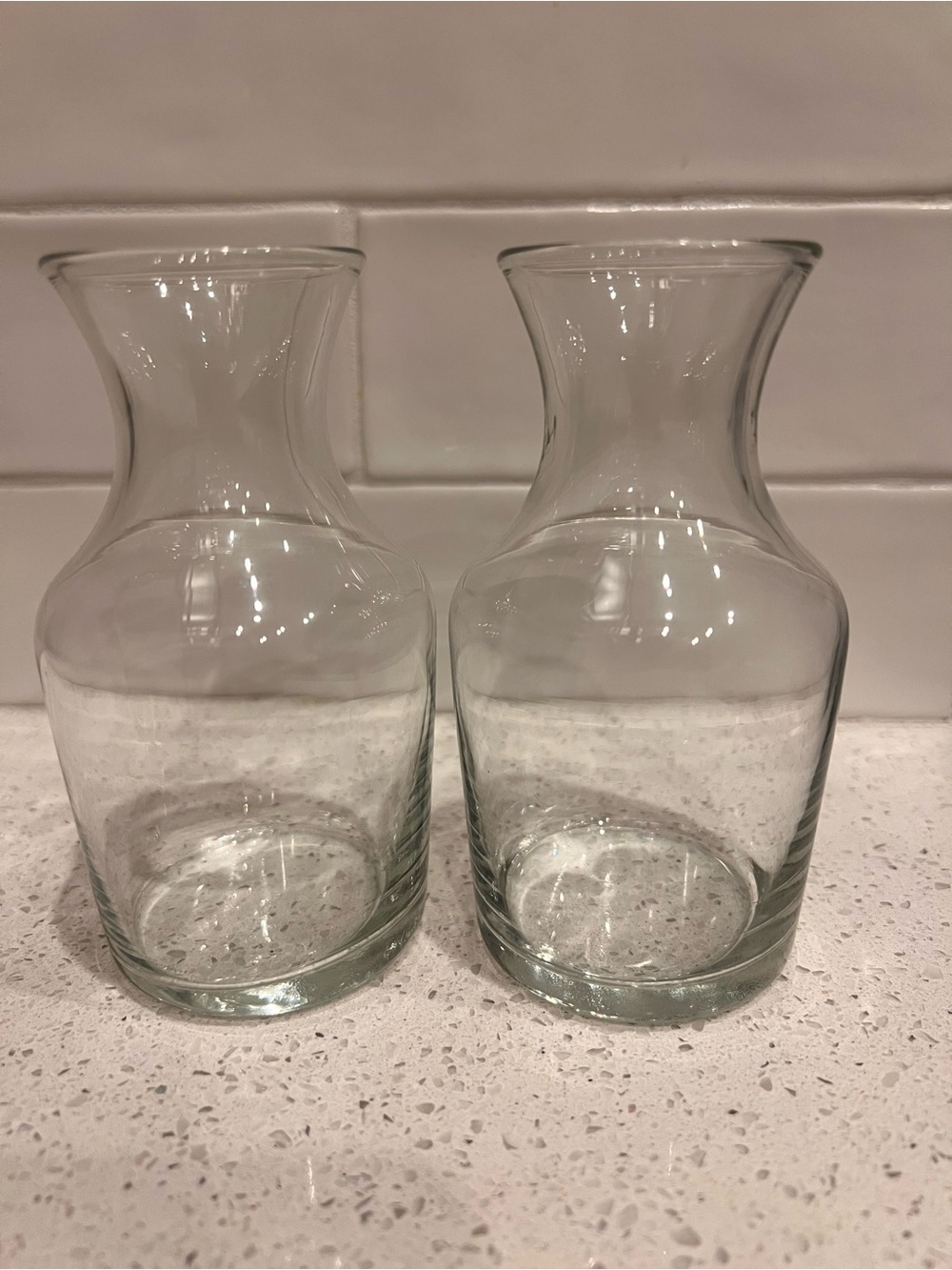 Glass Wine Carafes 5" Clear Decanters - Bud Vases - Set of (2)